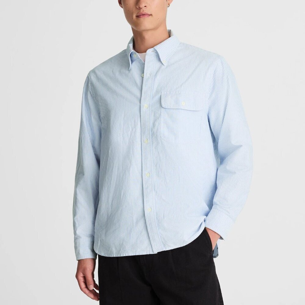 Madewell Men's Oxford Stripe Work Button Down Shirt Blue Stripe Size XS NWT